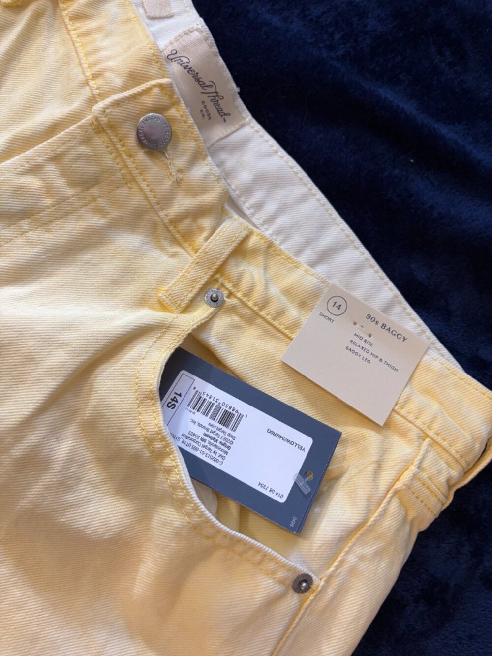 Universal Thread Mid-Rise Jeans, Size 14, Short, Color Yellow, 90s Baggy leg - Picture 2 of 9
